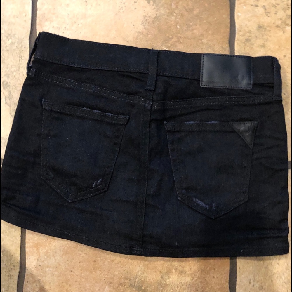 Black denim true religion mini skirt